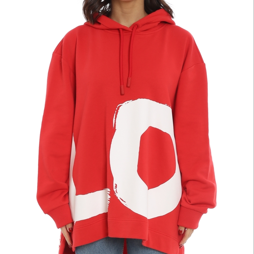 Burberry Red Oversized Graphic Hoodie Sweatshirt